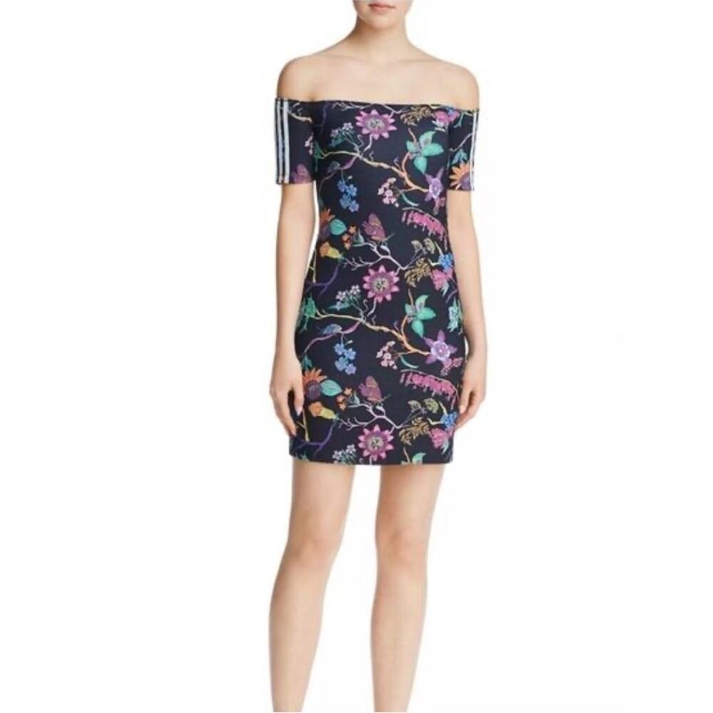 Adidas Originals The Poisonous Garden Reversible Off-the-Shoulder Dress XS - Picture 2 of 8